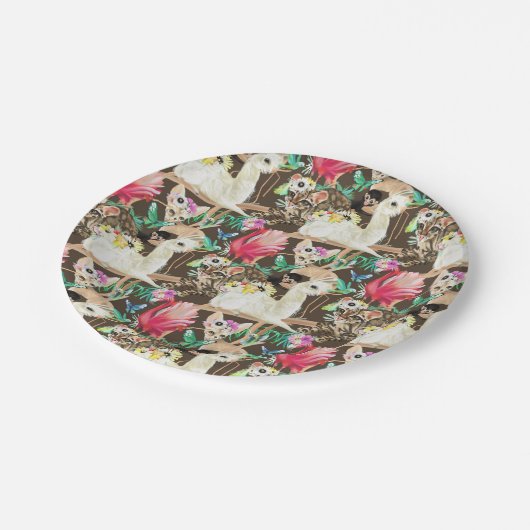 Tropisches Tiermuster Pappteller (Schrägansicht)