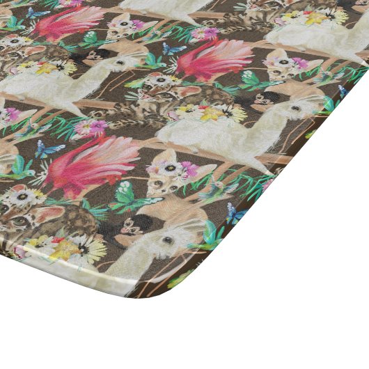 Tropisches Tiermuster Schneidebrett (Ecke)