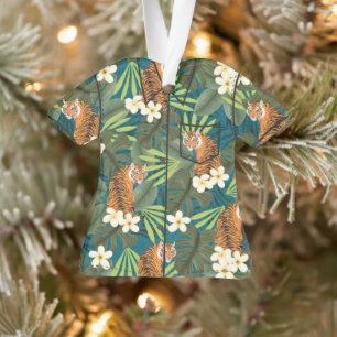 Tropisches Tiger Hawaiian Palm Jungle Aloha Shirt Ornament