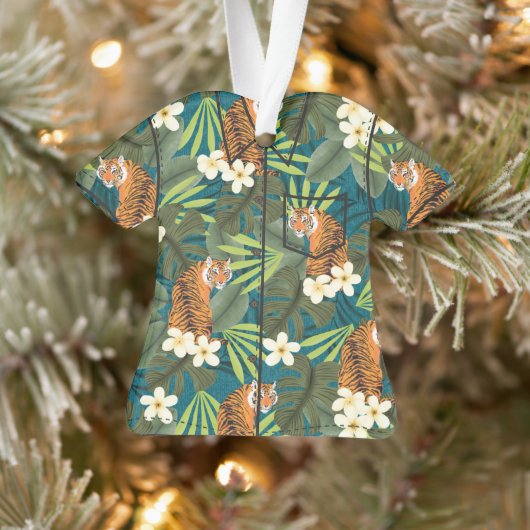 Tropisches Tiger Hawaiian Palm Jungle Aloha Shirt Ornament (Baum)