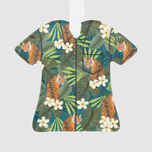 Tropisches Tiger Hawaiian Palm Jungle Aloha Shirt Ornament (Vorderseite)