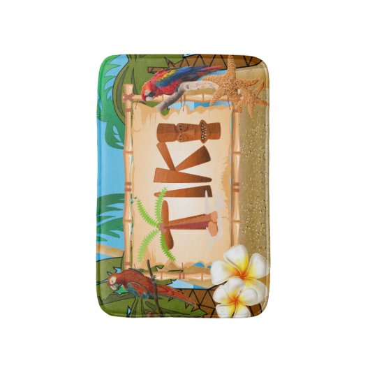 Tropisches Tiki-Design Badematte (Vorderseite Vertikal)