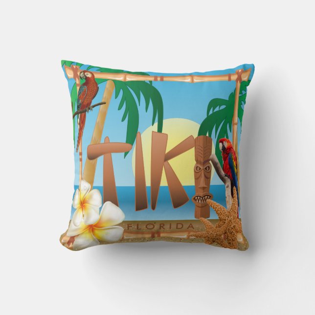 Tropisches Tiki-Design Kissen (Vorderseite)