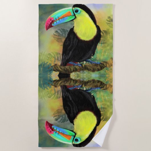 Tropisches Toco Toucan Beach Handtuch (Vorderseite)