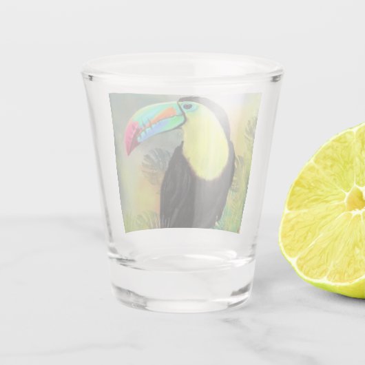 Tropisches Toco Toucan Shot Glass Schnapsglas (Rückseite)