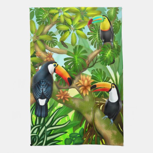 Tropisches Toucan Dschungel-Küchen-Tee-Tuch Küchentuch (Vertikal)