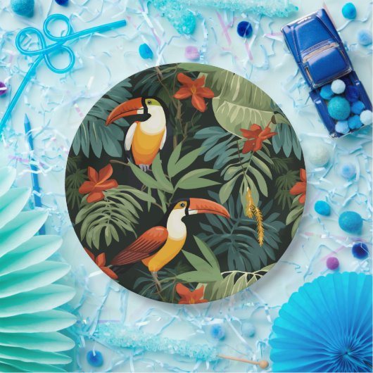 Tropisches Toucan-Muster Pappteller (Party)
