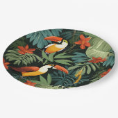 Tropisches Toucan-Muster Pappteller (Schrägansicht)