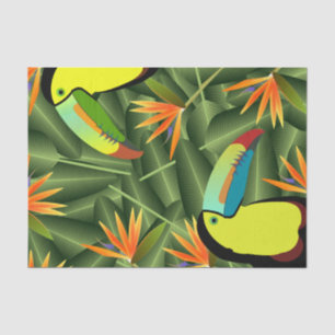 Tropisches Toucans u. Paradiesvögel Blumen Seidenpapier