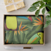 Tropisches Toucans u. Paradiesvögel Blumen Seidenpapier (Geschenk)