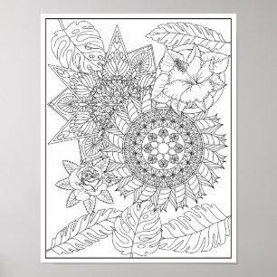 Tropisches Tribal-Intricate Mandala Erwachsenenfar Poster