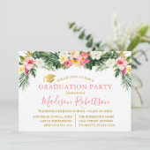Tropisches tropisches Party Pink Gold Grad Einladung (Stehend Vorderseite)