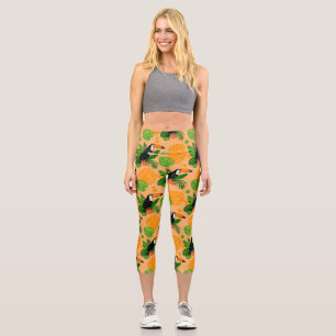 Tropisches Tukantu-Vogel-Nahtloses Muster Capri Leggings