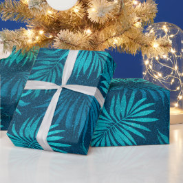 Tropisches Türkis Funkeln Blau Glitter Muster Geschenkpapier