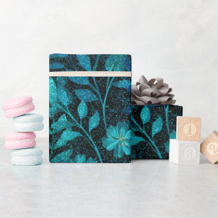 Tropisches Türkis Funkeln Blau Glitter Muster Geschenkpapier