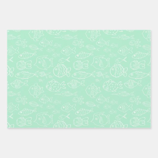 Tropisches Türkis und Pfirsichfisch Niedlicher Car Geschenkpapier Set (Vorderseite 2)