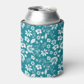Tropisches türkisfarbenes Aquamarines Blumenmuster Dosenkühler (Kanne Vorderseite)