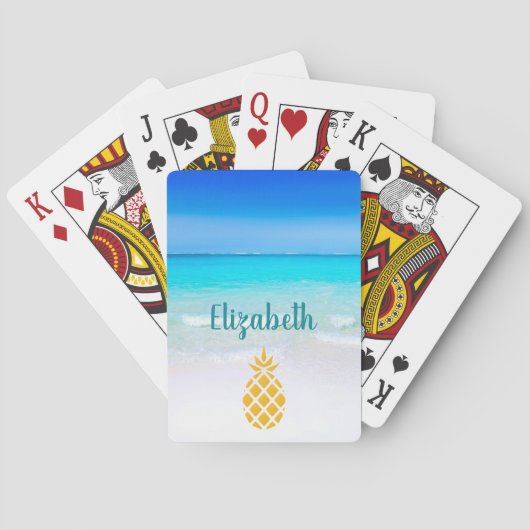 Tropisches türkisfarbenes Meer mit Ananas Spielkarten (Rückseite)