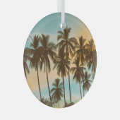 Tropisches Twilight: Kokospalmenpalme Silhouette Ornament Aus Glas (Vorderseite Rechts)