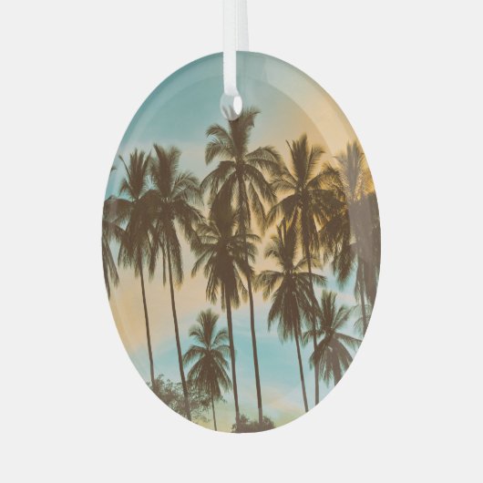 Tropisches Twilight: Kokospalmenpalme Silhouette Ornament Aus Glas (Vorderseite links)