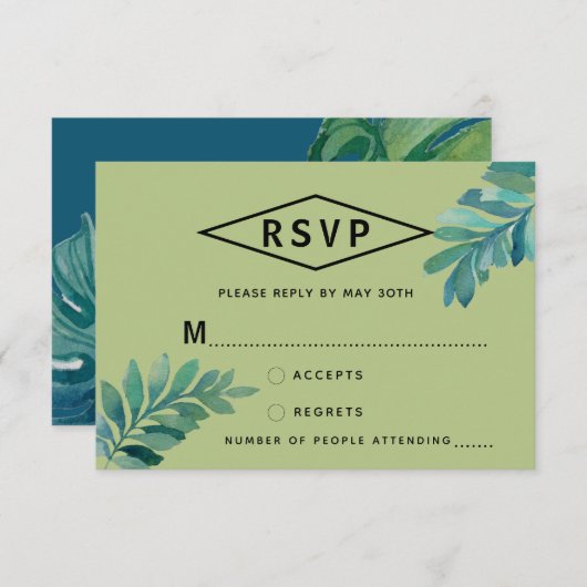 Tropisches UAWG RSVP Karte (Vorne/Hinten)