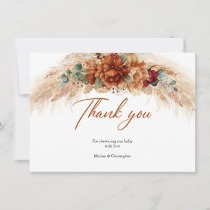 Tropisches verbranntes orange Pampasgras burgunder Dankeskarte