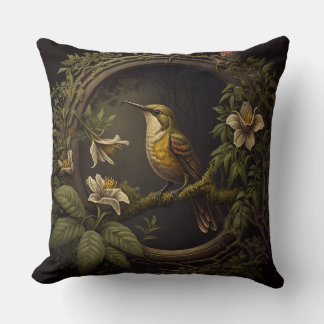 Tropisches Vintage-Vogel- und Blumenkissen Kissen