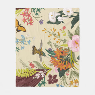 Tropisches Vintages Blumenband Fleecedecke
