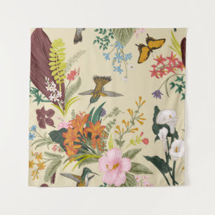 Tropisches Vintages Blumenband Wandteppich