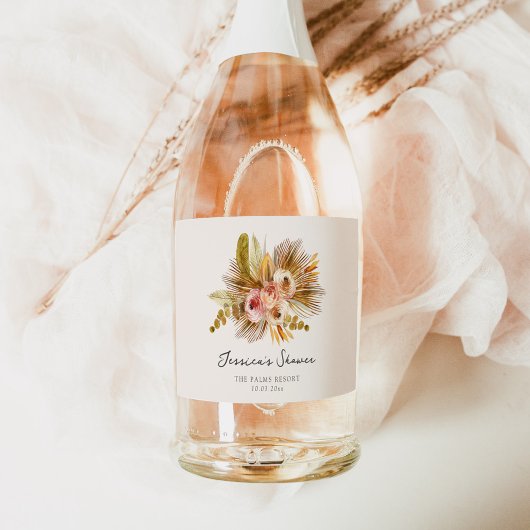 Tropisches Vintages Brautparty Schaumweinetikett
