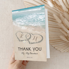 Tropisches Vintages Strand-Herz-Ufer danken Ihnen Dankeskarte