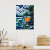 Tropisches Vortex-Strand Fantasy-Kunstwerk Poster (Küche)