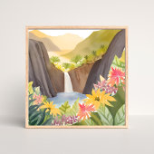 Tropisches Wasser | Floral Wasserfarbe Landschaft Poster