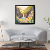 Tropisches Wasser | Floral Wasserfarbe Landschaft Poster