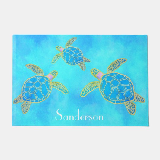 Tropisches Wasser Küstenmeer Schildkröte Aqua Fußmatte (Vorderseite)