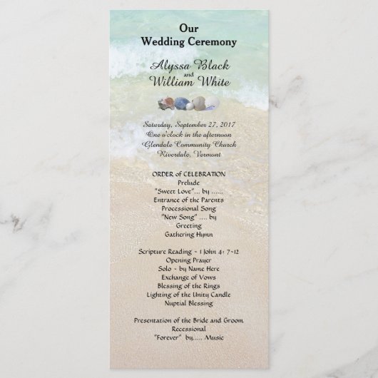 Tropisches Wasser Muscheln große Hochzeitsprogramm Programm (Vorderseite)