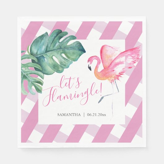 Tropisches Wasser Rosa Flamingo Napkins Serviette (Vorderseite)
