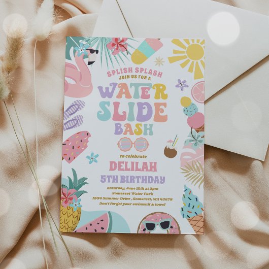Tropisches Wasser - Sommergeburtstag Einladung
