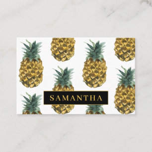 Tropisches Wasserfarben-Ananas-Muster mit Namen Visitenkarte