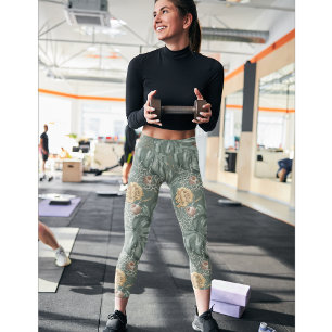 Tropisches Wasserfarben-Gold- und Grünblätter-Must Leggings