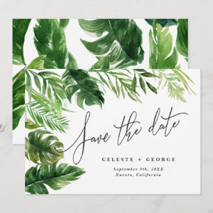Tropisches Wasserfarben-Laub-Blumen-Save-the-Date Save The Date