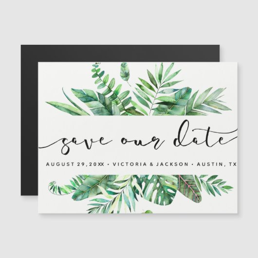 Tropisches Wasserfarbenfolien rette unser Datum V1 Magnetkarte (Vorne/Hinten)