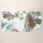 tropisches Wasserfarbenmuster mit Leoparden, Badehandtuch (Badehandtuch)