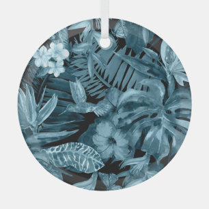 Tropisches Wasserfarbenparadies: Jungle Blossom Ornament Aus Glas