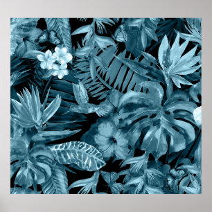 Tropisches Wasserfarbenparadies: Jungle Blossom Poster