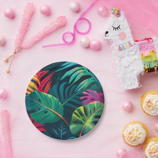 Tropisches Wasserfarbenparadies Pappteller (Party)