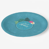 Tropisches Wasserfarbmuster dank Aquamarinem ID577 Pappteller (Schrägansicht)