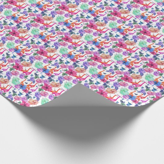 Tropisches Wasserfarbmuster Geschenkpapier (Ecke)