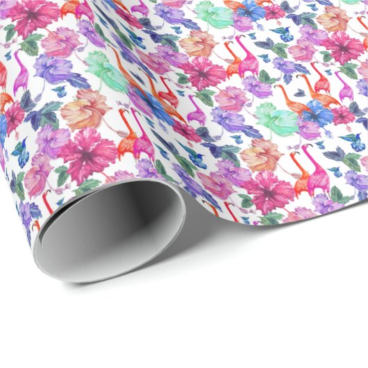 Tropisches Wasserfarbmuster Geschenkpapier (Rolleneckpunkt)