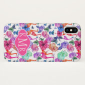 Tropisches Wasserfarbmuster| Monogramm Case-Mate iPhone Hülle (Rückseite (Horizontal))